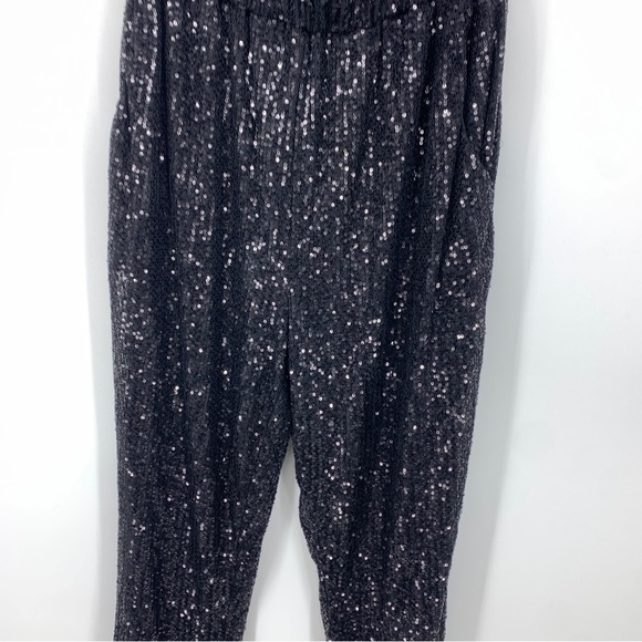 city chic womens one size jumpsuit strapless sequins pockets black joggers - Picture 4 of 12